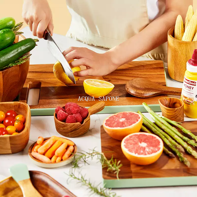 Free shipping! Thai lcliving acignon wood cutting board, household anti-mold board, cutting board handle, solid wood cutting board Specification image