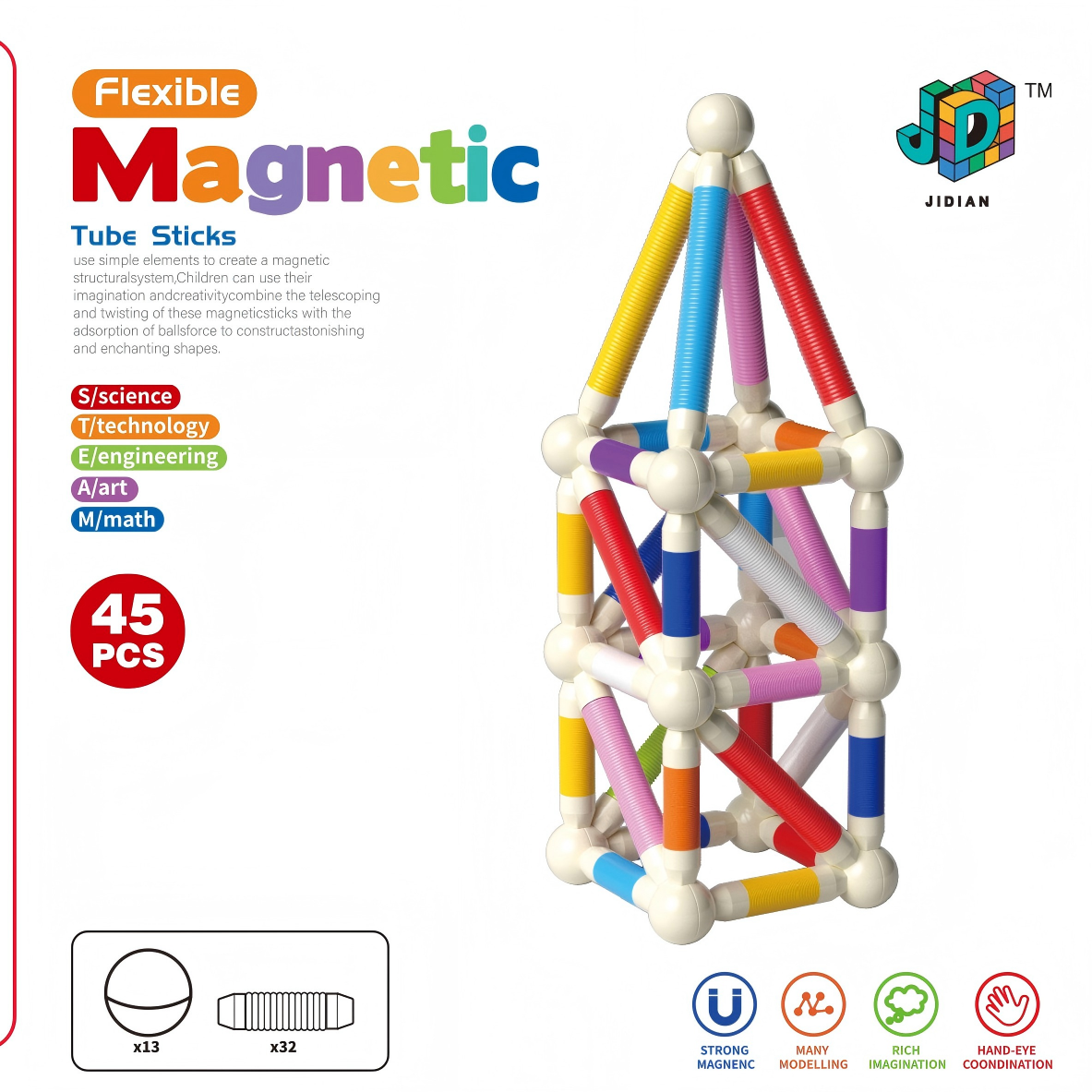45PCS Flexible Construction Tube Sticks  details Picture