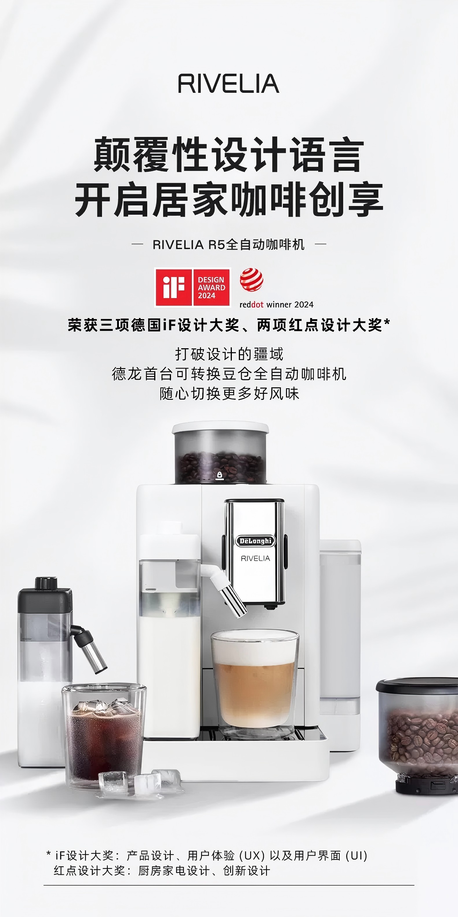 Delonghi/德龙R5全自动咖啡机欧洲进口小型家用意式现磨办公室咖啡机商用咖啡机商用咖啡磨豆机