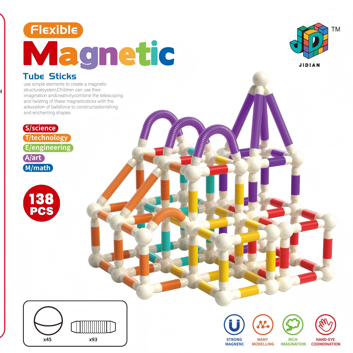 138 PCS Flexible Magnetic Tube Sticks details Picture