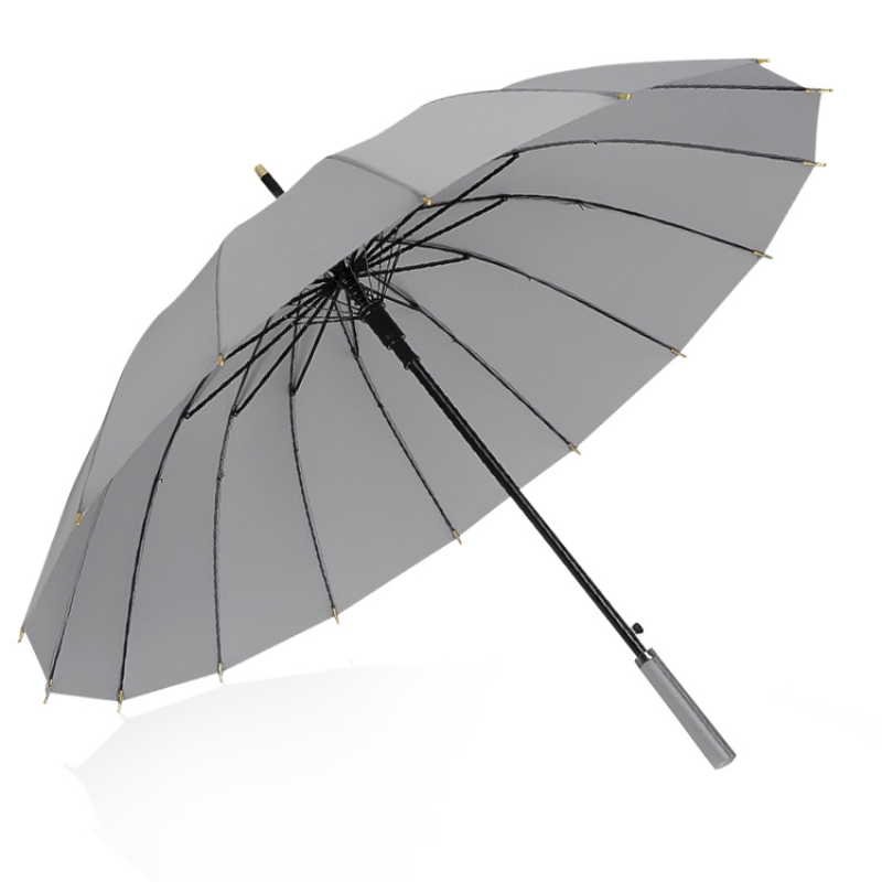 Hengdun 16-bone reinforced wind-resistant long-handled umbrella, men's and women's business simple straight-handled umbrella, enlarged double-person all-weather umbrella, thickened sun protection and shade umbrella, automatic one-click opening, retro light luxury solid color umbrella, wholesale and customization supported details Picture