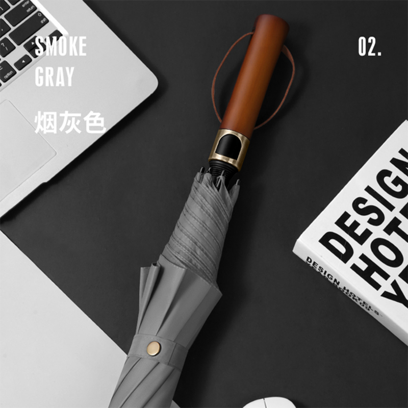 Hengdun retro light luxury solid wood handle automatic long-handled umbrella, reinforced and wind-resistant, all-weather umbrella, business gentleman light luxury umbrella, men's commuting high-end straight-bar umbrella, supports wholesale and custom logo Specification image