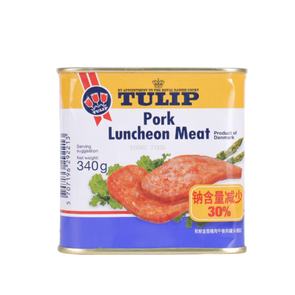 Free shipping! Danish imported tulip low-salt pork luncheon meat can 340g, light in taste, healthy and delicious