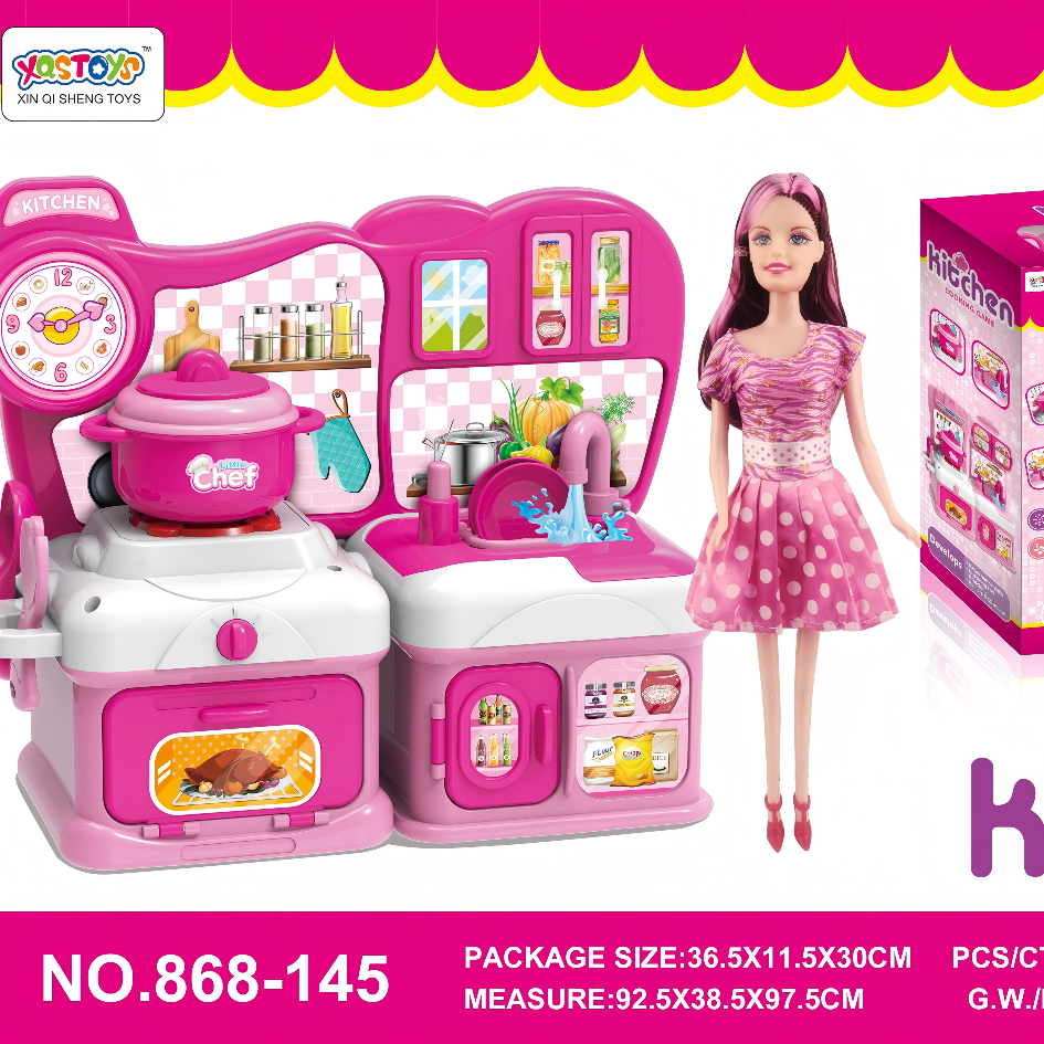 Adorable Pink Little Chief Kitchen Playset With Fashion Doll