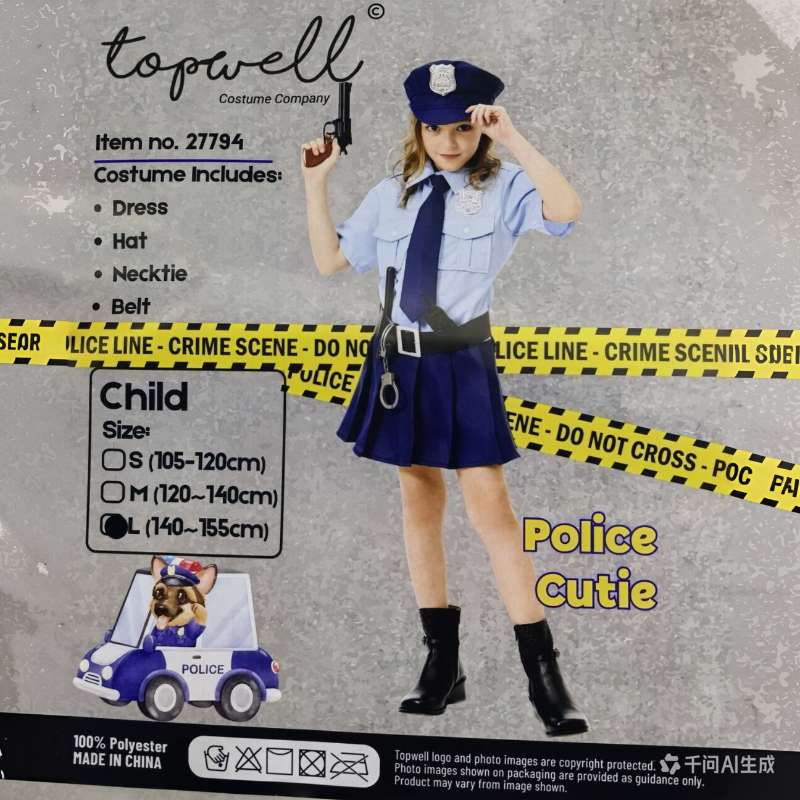 Halloween cosplay police uniform for female police officers, including a hat thumbnail