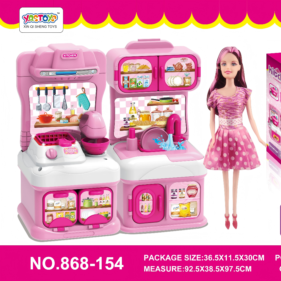 Deluxe Mixer Kitchen Pretend Play Set with Water Sink full figure