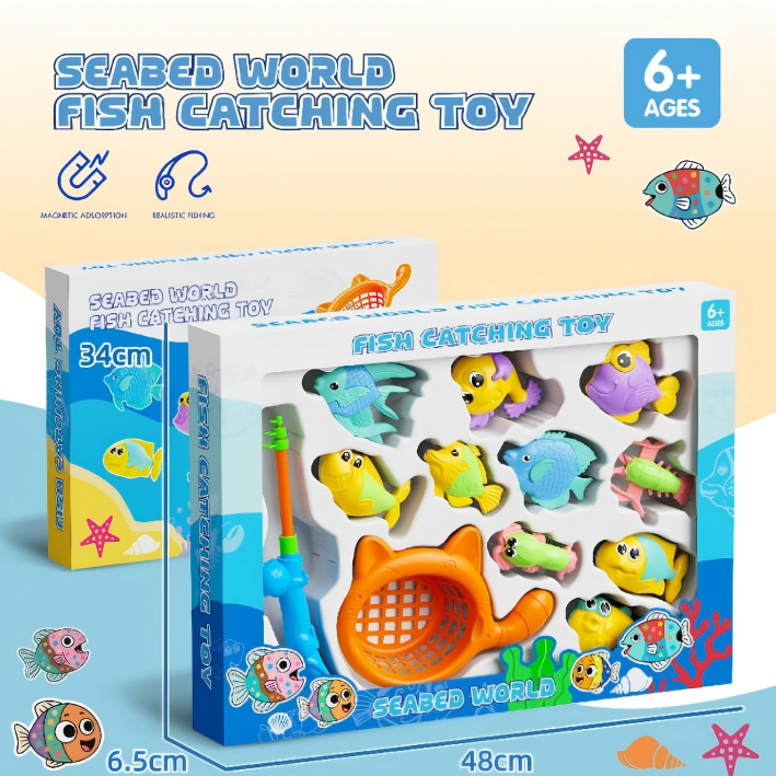 TL66350 Underwater World Magnetic Fishing Net Set: Children's water Play, Intelligence, Early Education and House Play Toys