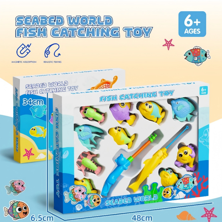 TL66247  Seabed World Double Fishing Rod Magnetic Fishing Toy Set, Kids Educational Water Play Catching Fish Game Specification drawing