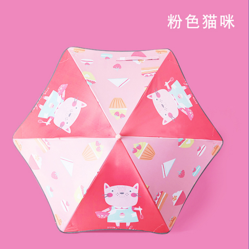 Hengdun rounded corner anti-puncture children's safety umbrella, anti-pinching hand-pushing and opening, cartoon unicorn, special umbrella for boys and girls to go to school, reflective strip edge, black rubber coating, all-weather and all-weather, straight pole umbrella, windproof and anti-storm umbrella Item Picture