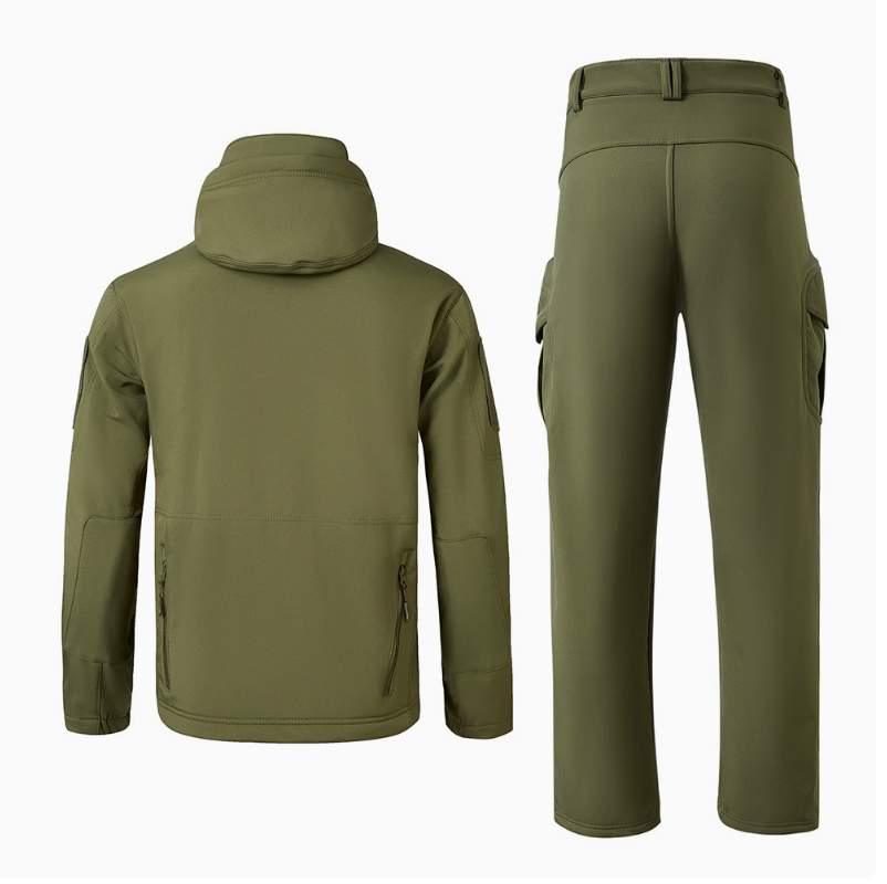Shark skin soft shell windbreaker for men, breathable and wear-resistant set, tactical camouflage, quick-drying sports, cycling, mountaineering, windproof clip, overcome Item Picture