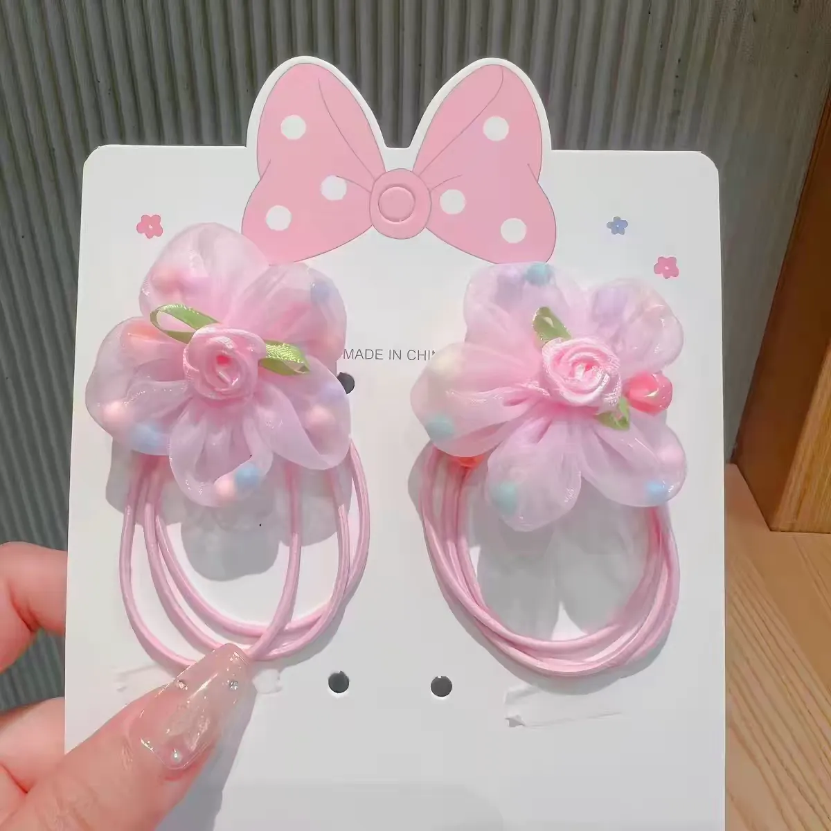 Children's cute flower hair bands, ponytails, bun heads, girls' sweet hair bands, high elasticity, no damage to hair, baby headwear, Yifan accessories detail image 5