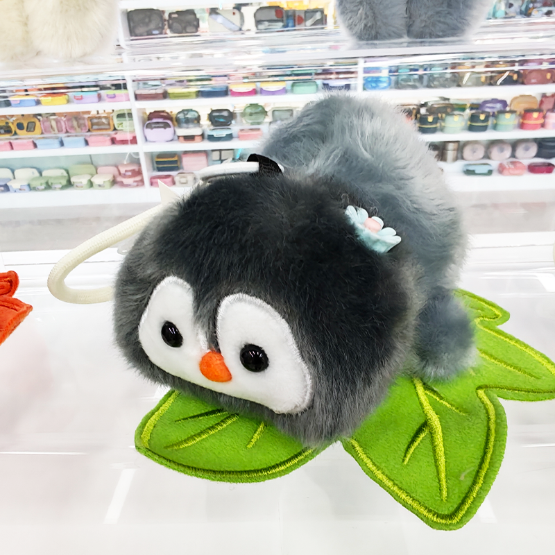 Penguin Lying position Creative 4-inch plush pendant, claw machine doll, key pendant, car schoolbag hanging decoration, gift, cartoon transformation keychain, dress-up doll pendant, plush toy, cute wholesale details Picture