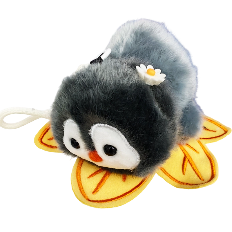 Penguin Lying position Creative 4-inch plush pendant, claw machine doll, key pendant, car schoolbag hanging decoration, gift, cartoon transformation keychain, dress-up doll pendant, plush toy, cute wholesale Item Picture