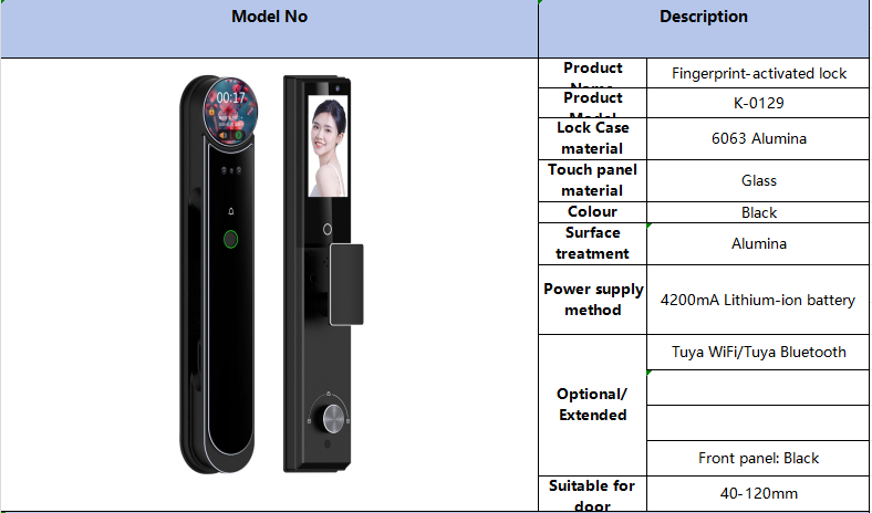 AI smart door lock, facial recognition smart door lock, card swiping smart door lock, AI smart electronic lock, remote APP connection control, K0129 pic 2