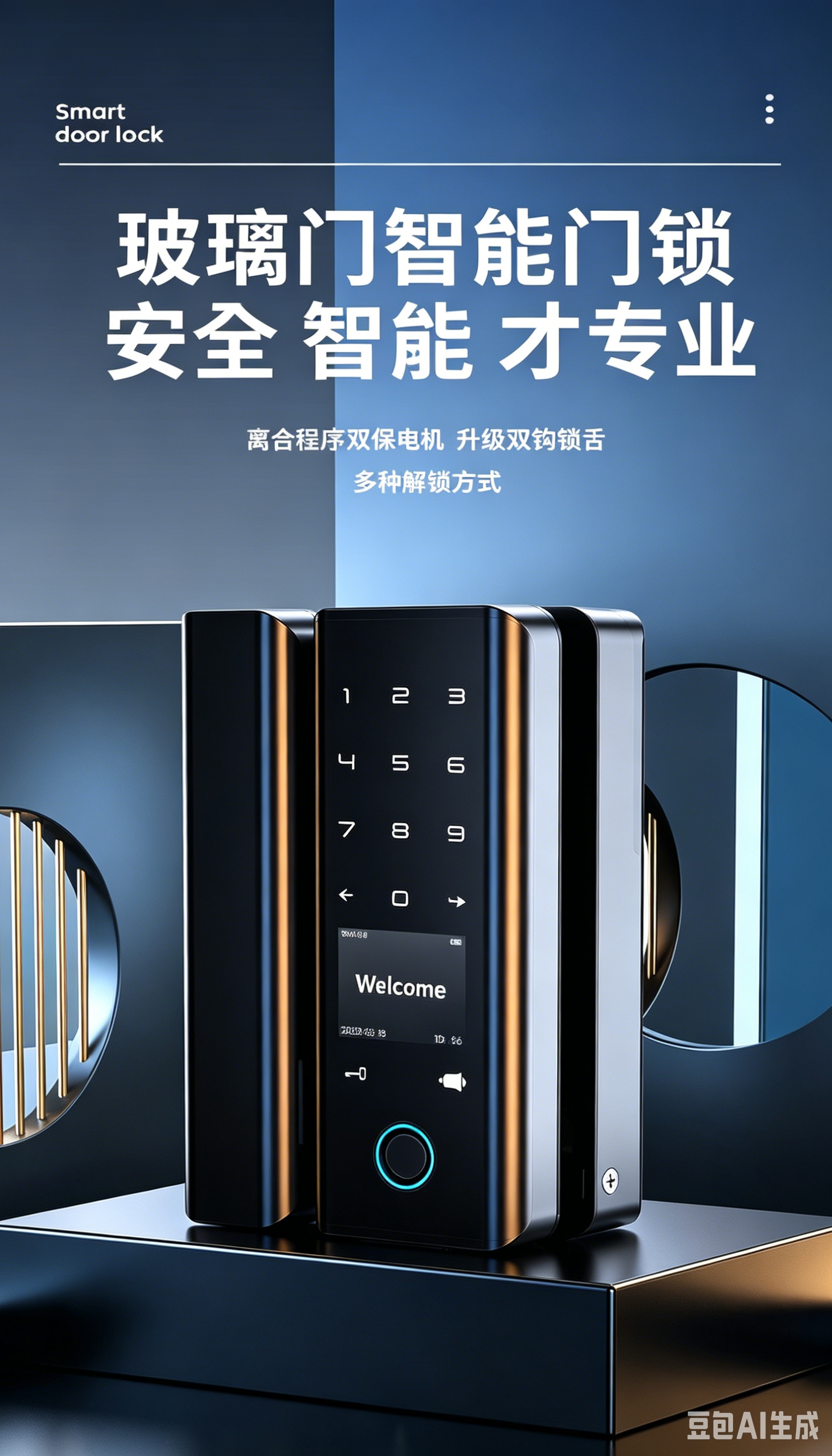 Smart glass lock, WIFI, Bluetooth, intelligent remote control, high security performance, low latency for unlocking, K-1101 Specification image