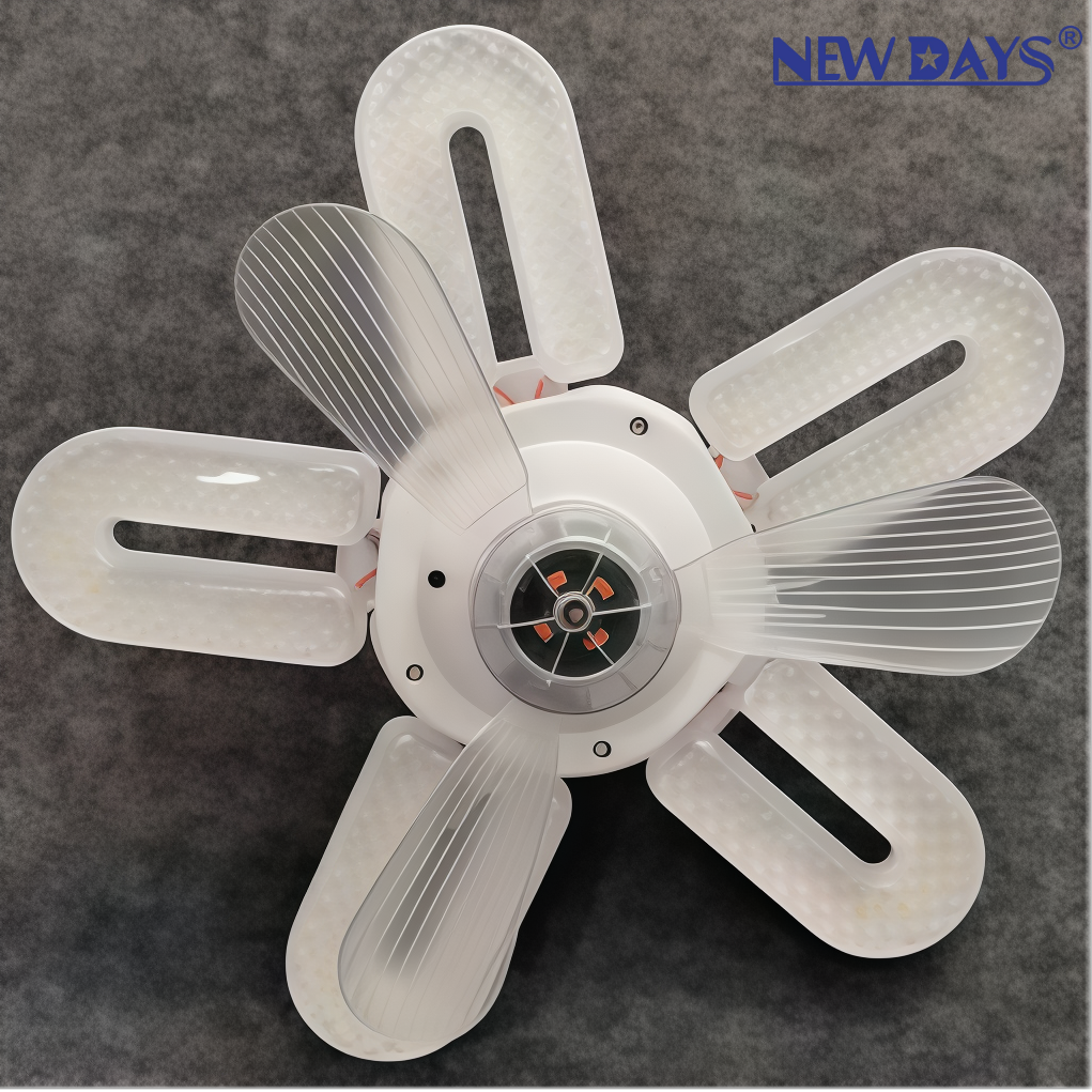 NEWDAYS marca crossover nuevo producto led cinco luces tres luces de ventilador de hoja, E27 luz de ventilador plegable de tornillo, ahorro de energía resaltado control remoto dimmer iluminación ventilador de techo
