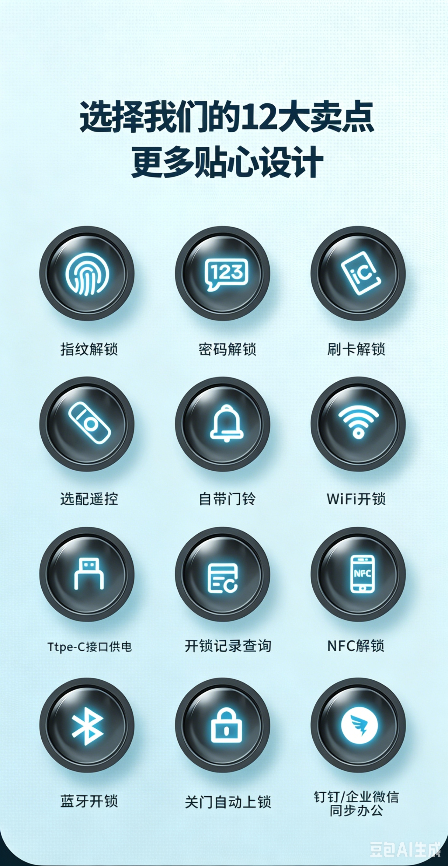 Smart glass door lock, WIFI, Bluetooth, smart remote control unlocking, low latency K-1105 Item Picture