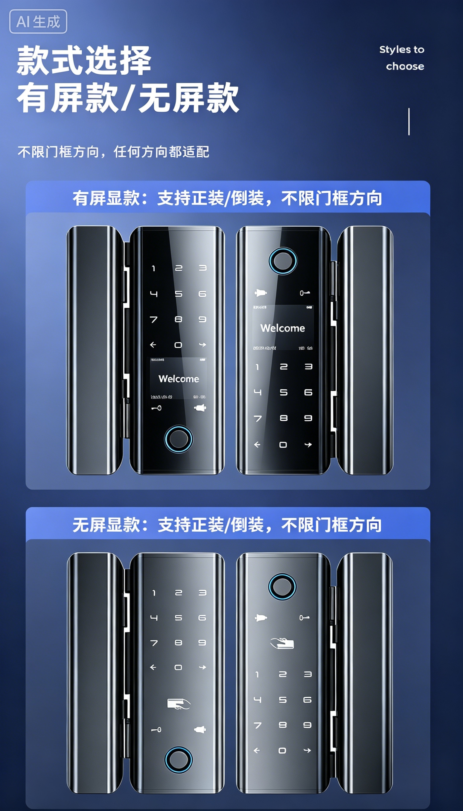 Smart glass lock, WIFI, Bluetooth, intelligent remote control, high security performance, low latency for unlocking, K-1101 Item Picture
