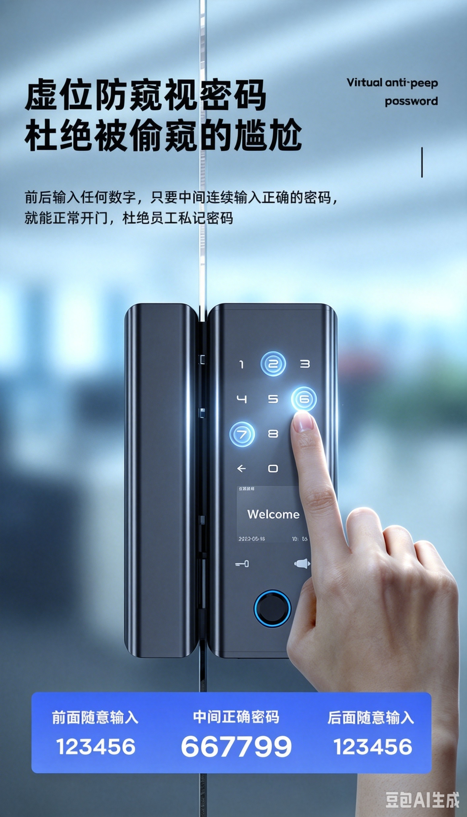 Smart glass lock, WIFI, Bluetooth, intelligent remote control, high security performance, low latency for unlocking, K-1101 details Picture