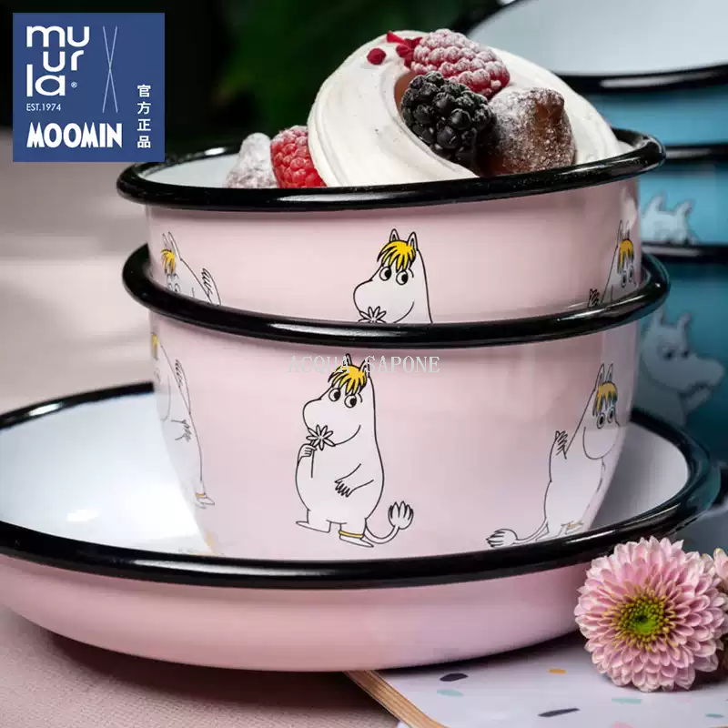Free shipping! muurla enamel plates, Moomin tableware, enamel bowls and plates, soup bowls, home cute children's dinner plates, 600ml details Picture