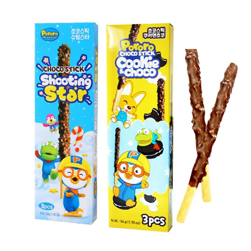 包邮！韩国原装进口啵乐乐跳跳糖味巧克力棒饼干54g 涂层饼干零食