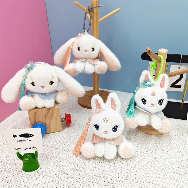 Chinese-style Tutu creative 4-inch plush pendant, claw machine doll, key pendant, car schoolbag pendant, gift, cartoon transformation keychain, costume doll pendant, plush toy, cute wholesale Item Picture