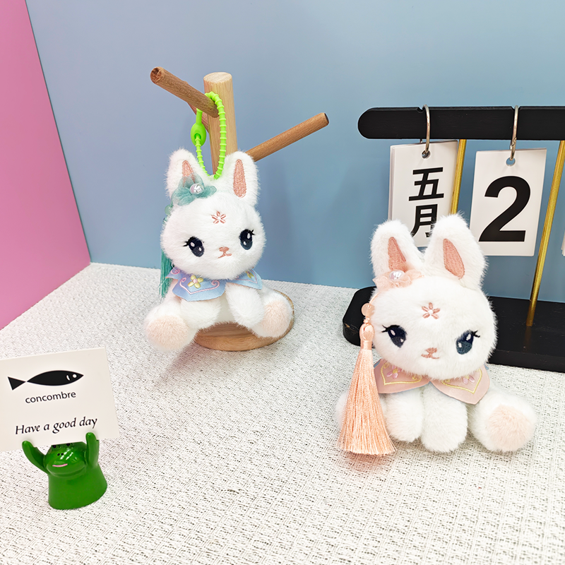 Chinese-style Tutu creative 4-inch plush pendant, claw machine doll, key pendant, car schoolbag pendant, gift, cartoon transformation keychain, costume doll pendant, plush toy, cute wholesale details Picture