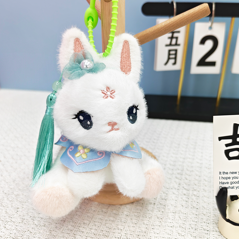 Chinese-style Tutu creative 4-inch plush pendant, claw machine doll, key pendant, car schoolbag pendant, gift, cartoon transformation keychain, costume doll pendant, plush toy, cute wholesale Specification image