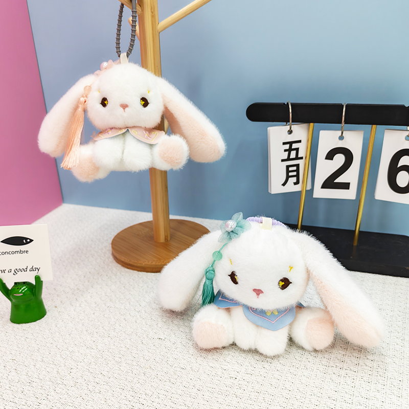 Chinese-style Tutu creative 4-inch plush pendant, claw machine doll, key pendant, car schoolbag pendant, gift, cartoon transformation keychain, costume doll pendant, plush toy, cute wholesale
