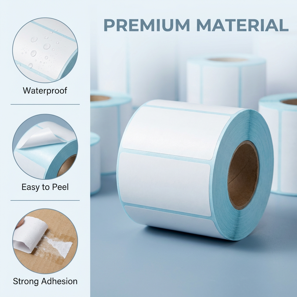 Thermal Label paper, self-adhesive barcode paper, 60x60 thermal self-adhesive sticker label paper details Picture