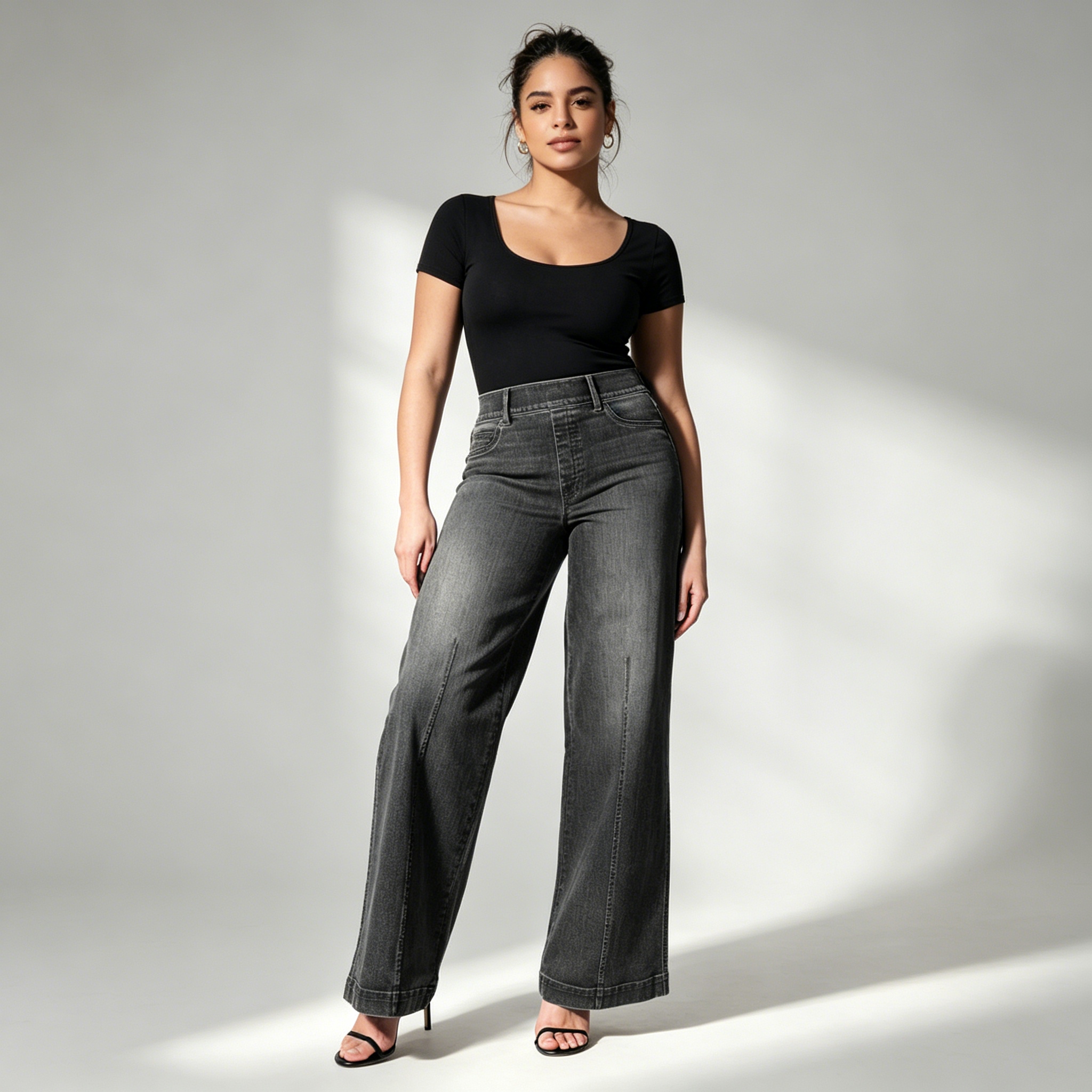 2026 cross-border best seller estilo explosivo moda de las mujeres pierna ancha cintura media alta elástico elástico cintura lavada jeans para mujeres Application Scenario