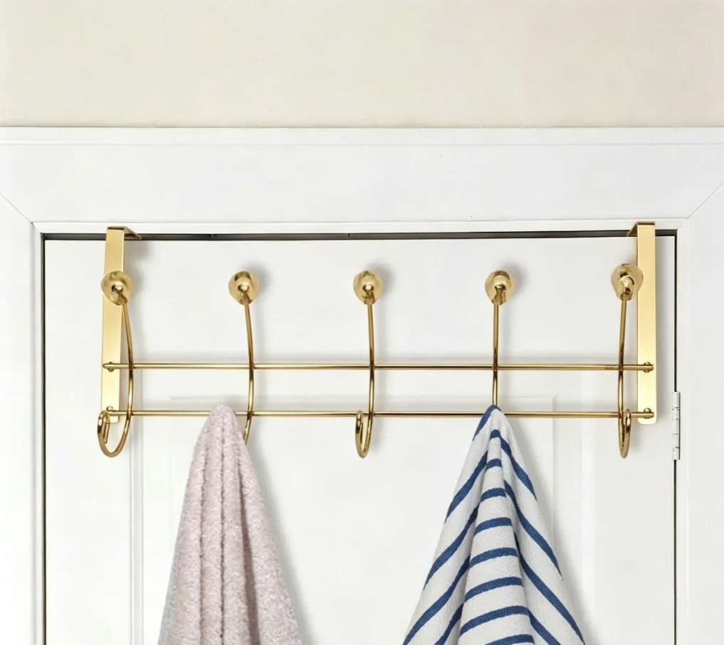 Ins-style wall hooks without holes, household ironwork, crystal glass combined storage door hooks, coat hooks, fitting room hooks detail image 5