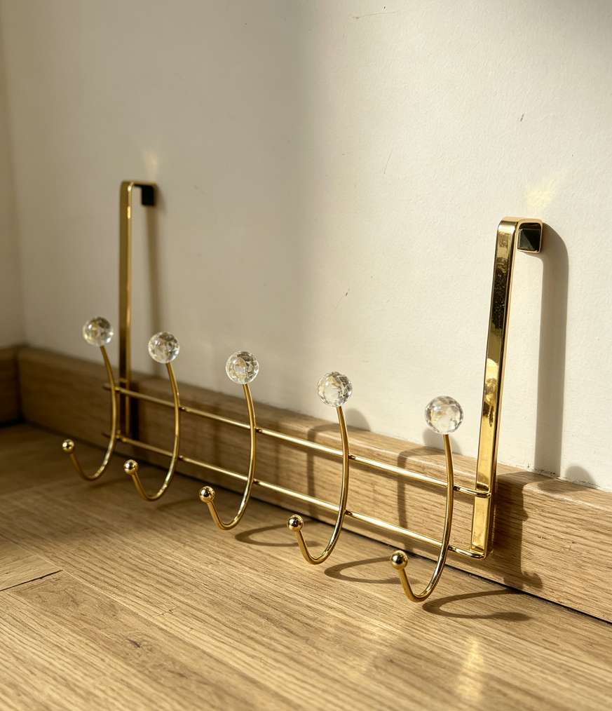 Ins-style wall hooks without holes, household ironwork, crystal glass combined storage door hooks, coat hooks, fitting room hooks detail image 3