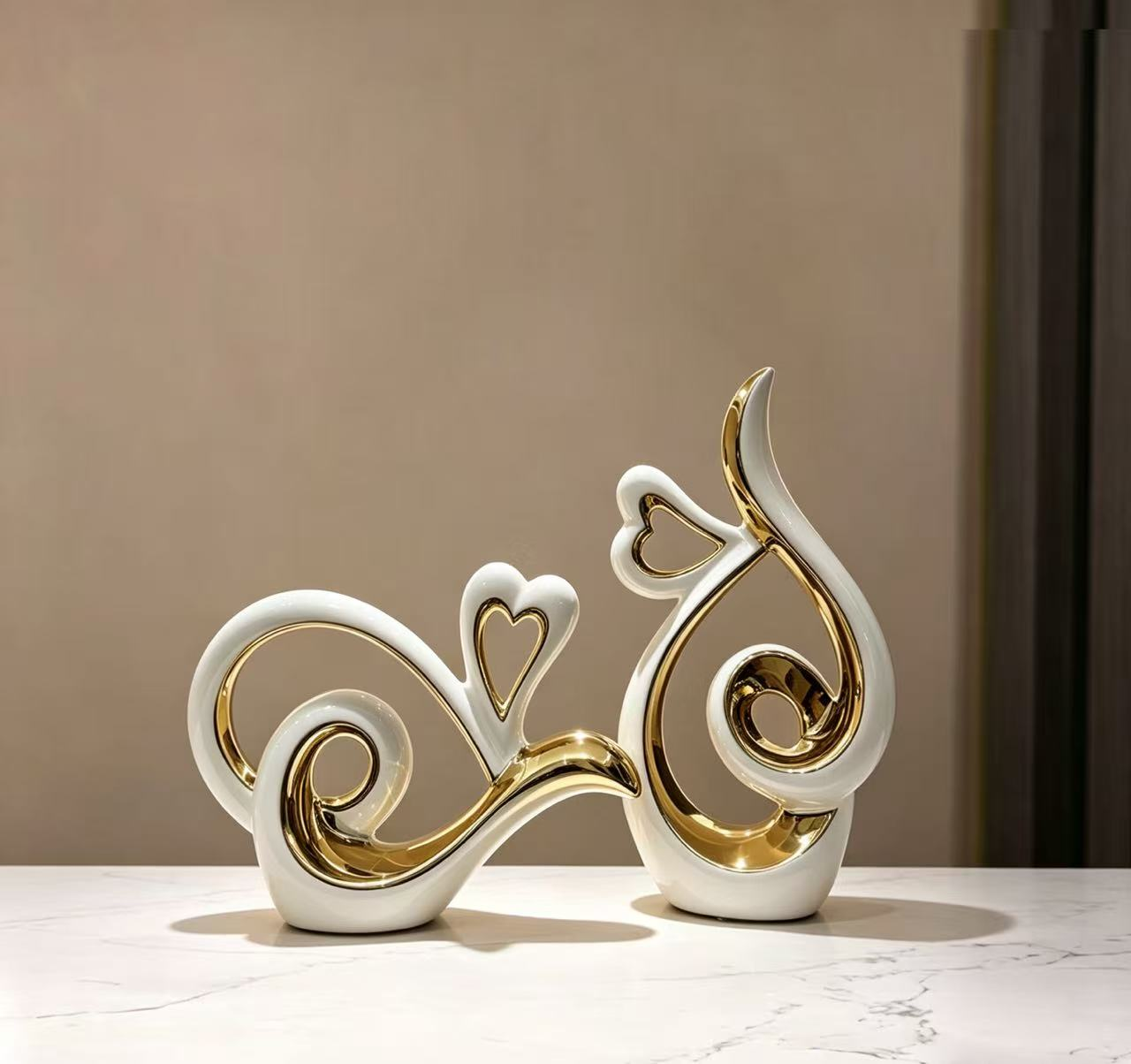 Corazón de oro blanco abstracto escultura pendular decoración interior art pendular