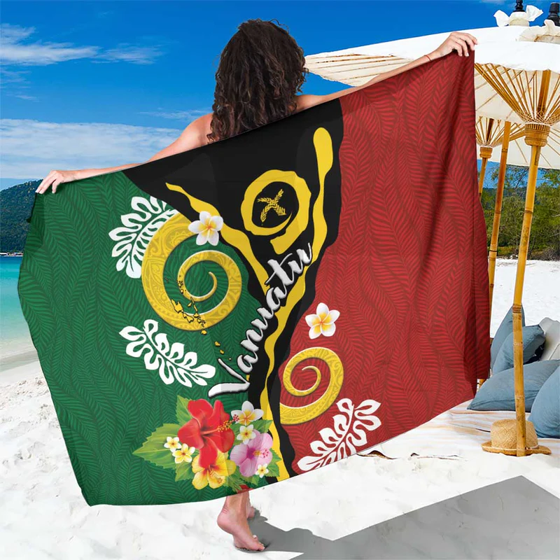 Vanuatu cotton Lavalava beard skirt Sarong Sarong Pareo skirt custom floral pattern Qni shawl style Specification image