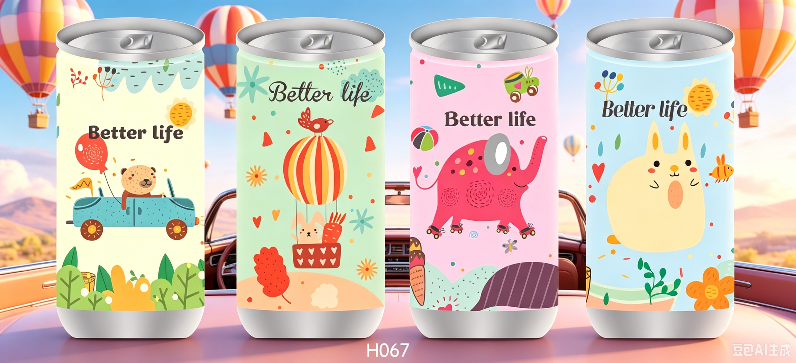 betterlife敞篷热气球大象可乐罐湿纸巾