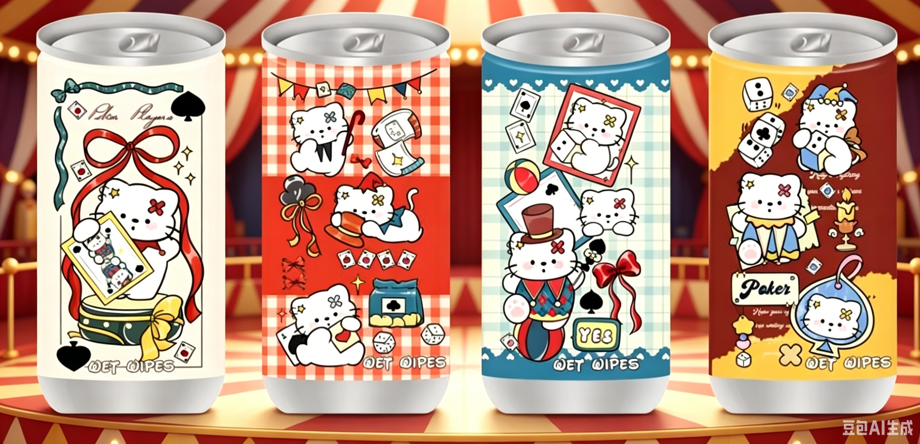 马戏团凯迪猫可乐罐湿纸巾图