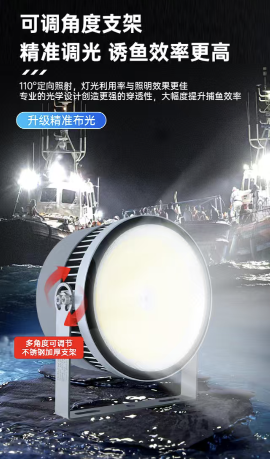 The new generation of COB fish collection lamps, high-power LED fish attraction lamps for ships, all-aluminum waterproof deep-sea fishing, blue and yellow light, and ocean-going fishing boat fish collection lamps detail image 5
