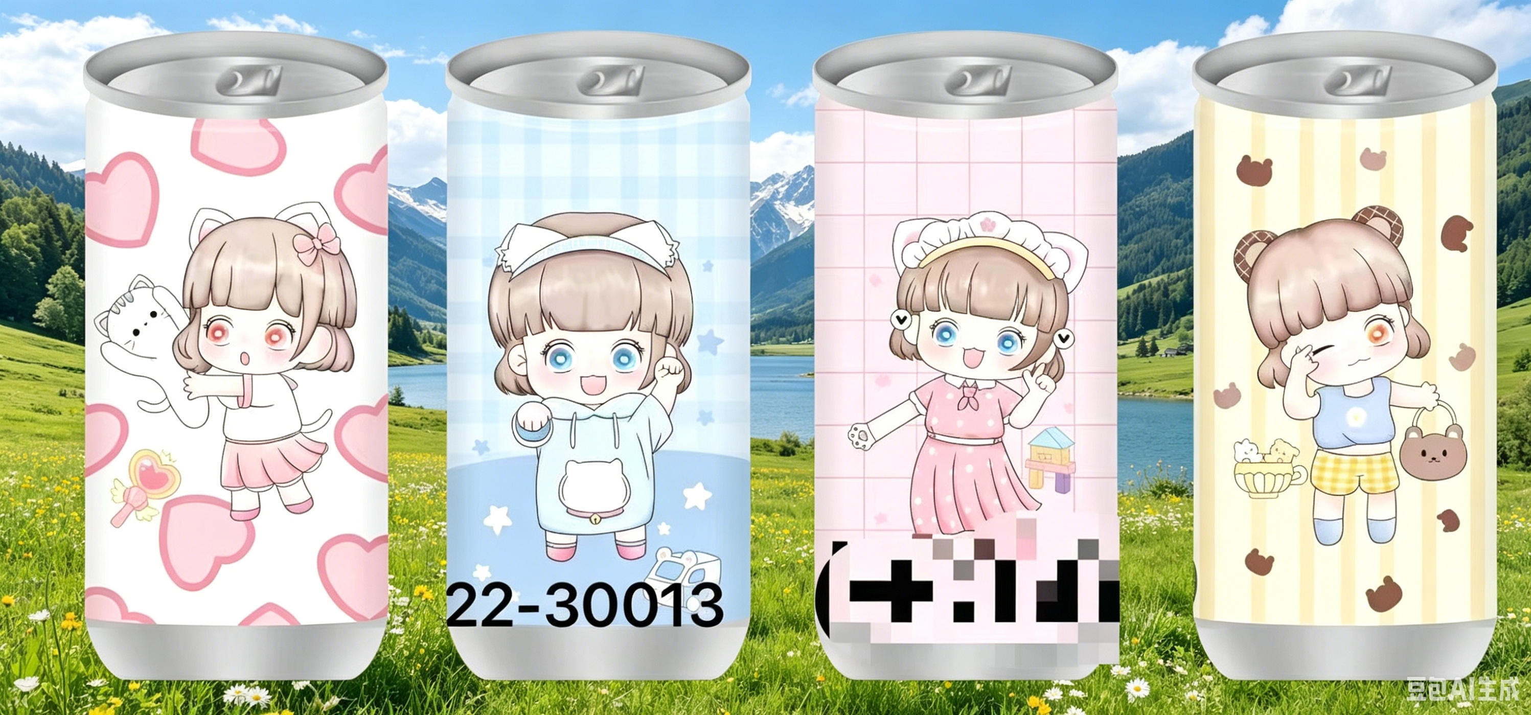 奇妙齐刘海小女孩可乐罐湿纸巾