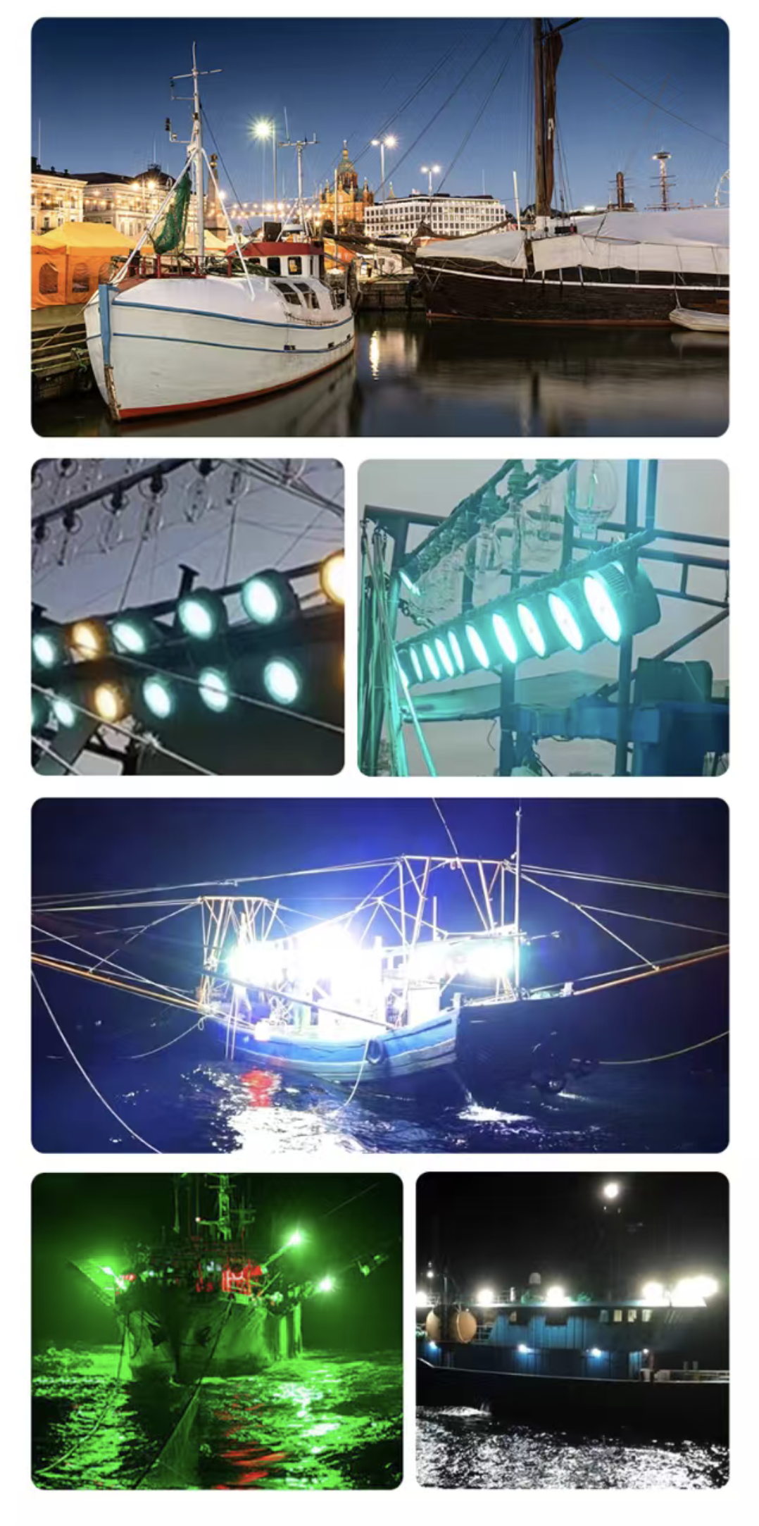 The new generation of COB fish collection lamps, high-power LED fish attraction lamps for ships, all-aluminum waterproof deep-sea fishing, blue and yellow light, and ocean-going fishing boat fish collection lamps detail image 10