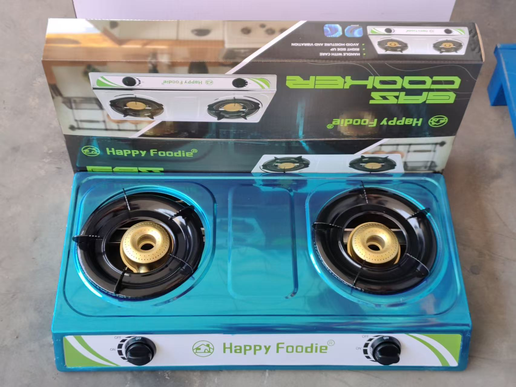 (For export only, not for domestic sales) Happy Foodie HF-65E stainless steel sheet double-burner gas source factory gas stove Double-burner gas stove