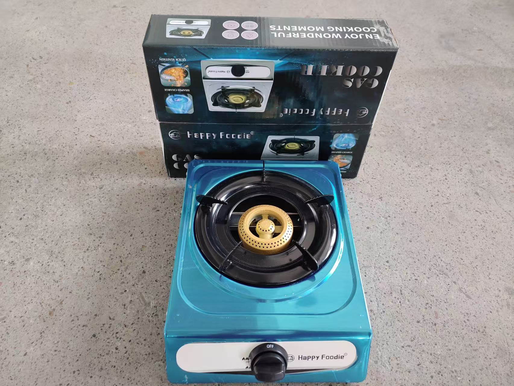 (especialmente para la exportación y no para la venta nacional) Happy Foodie HF-64D acero inoxidable cerrado monococina cocina de gas fábrica fuente de gas cocina de gas