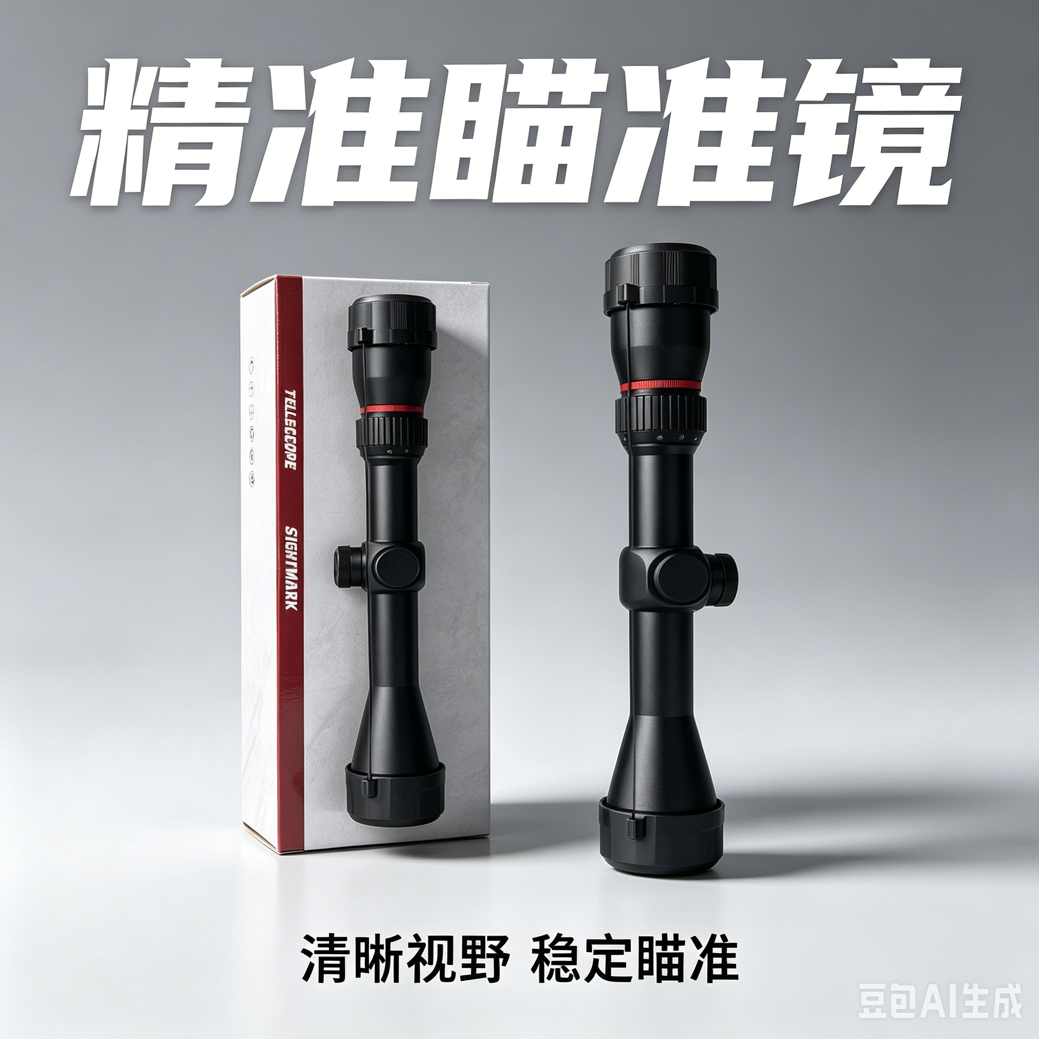 黑色瞄准镜 高清光学瞄准镜 适配多种枪械 可调倍率