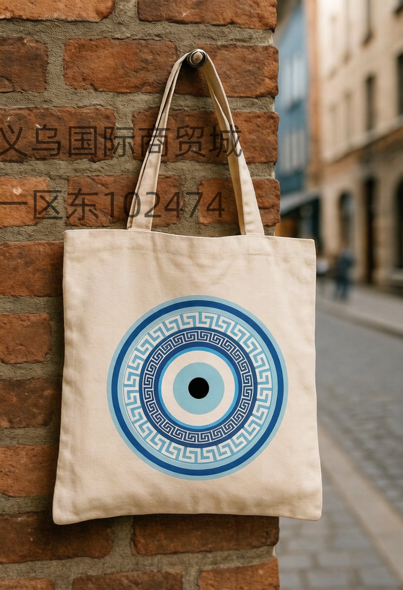 SIYAO Accessories Devil's Eye Blue Eye Canvas Bag Beach Bag Greek Element Custom Style Evil Eye Peripheral available in stock for customization SiYAO Specification image