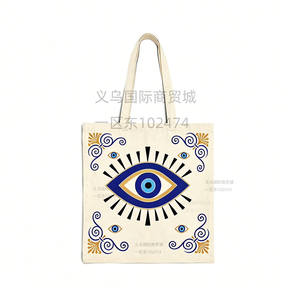 SIYAO Accessories Devil's Eye Blue Eye Canvas Bag Beach Bag Greek Element Custom Style Evil Eye Peripheral available in stock for customization SiYAO Application Scenario