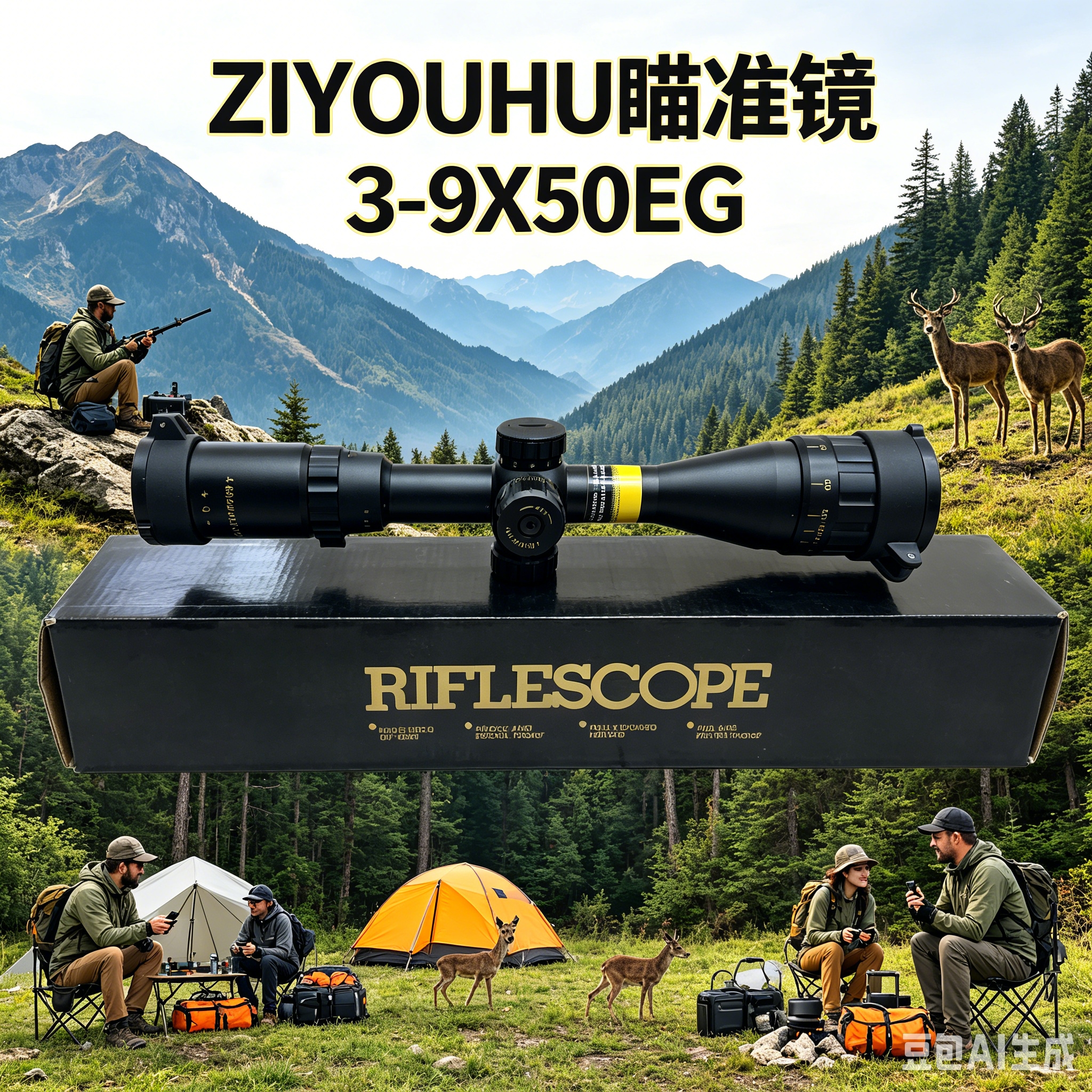 4-16X44AOEYS黑色瞄准镜 其他光学仪器 高清夜视瞄准镜 可调倍率