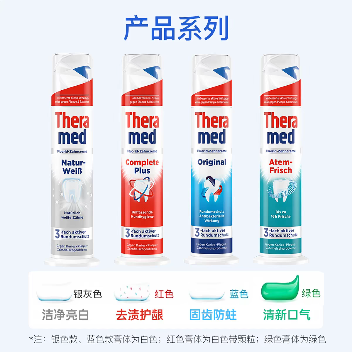 German Theramed Henkel Toothpaste for Adults, fluoride brightening, yellowing and Bad Breath Removal, 100ml press-type standing toothpaste details Picture