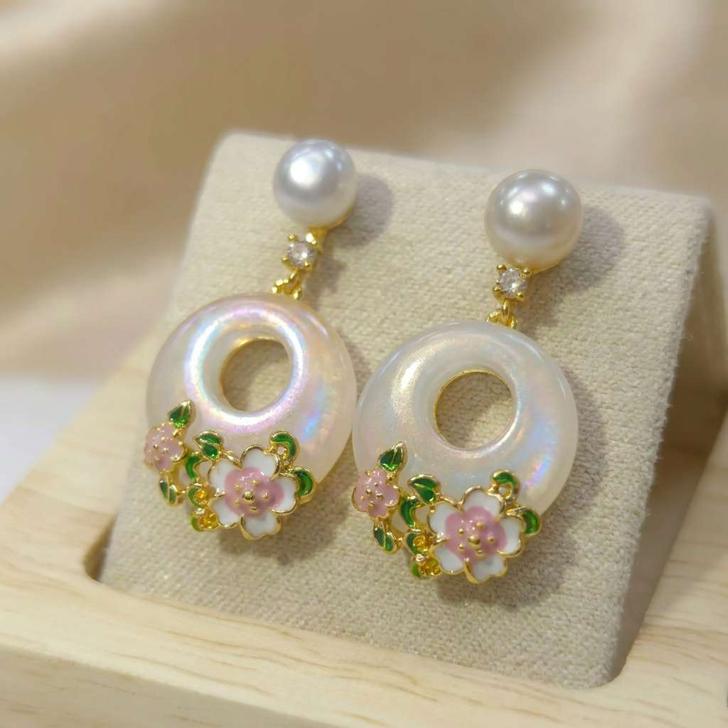 Pearl 925 silver long earrings for women, simple design, light luxury for daily use detail image 2