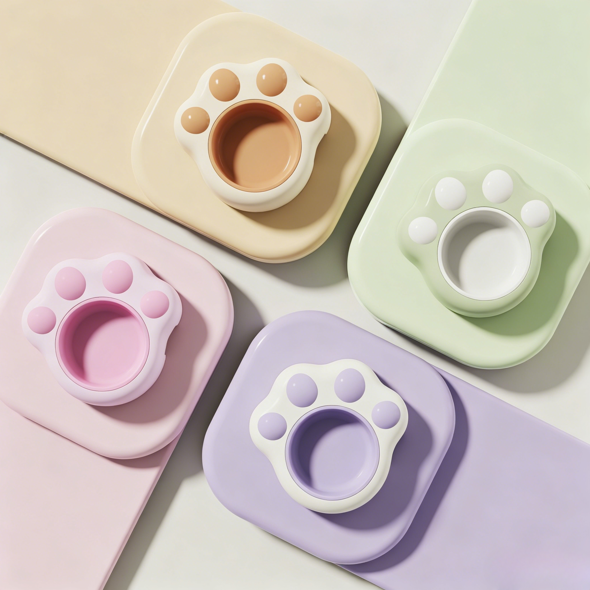 Cat paw bowl, cat bowl PP, cute cat canned food, water bowl, food basin, cat claw-shaped two-piece set pet bowl