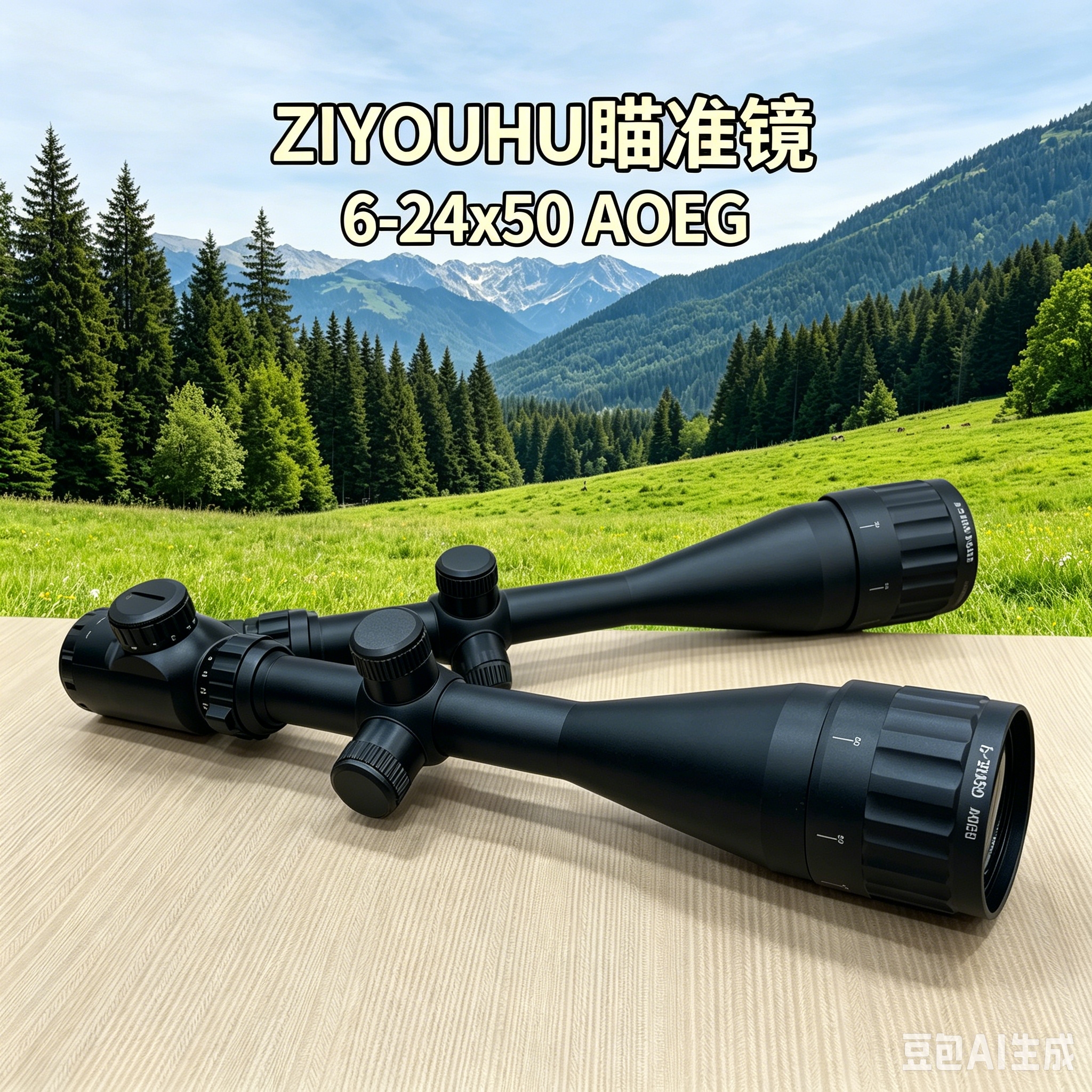 弓箭儿童户外弹弓 黑色瞄准镜绿草地山林风光详情6